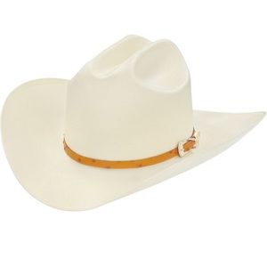 LARRY MAHAN MEN'S 30X CORONA COGNAC FULL QUILL OSTRICH BAND STRAW HAT